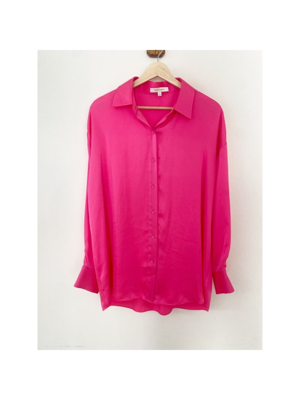 Favorite Daughter Button Down Shirt Blouse Pink Peacock